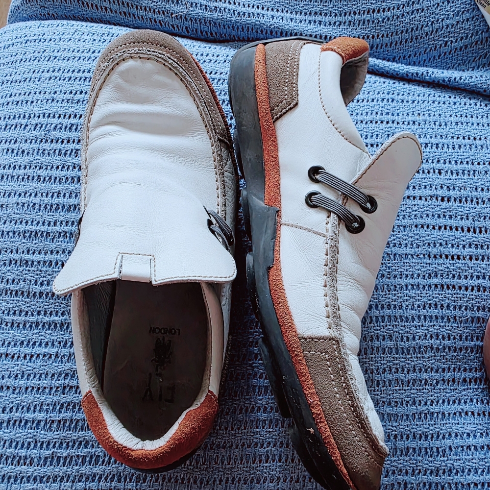 Fly London White and Brown Men's Loafers